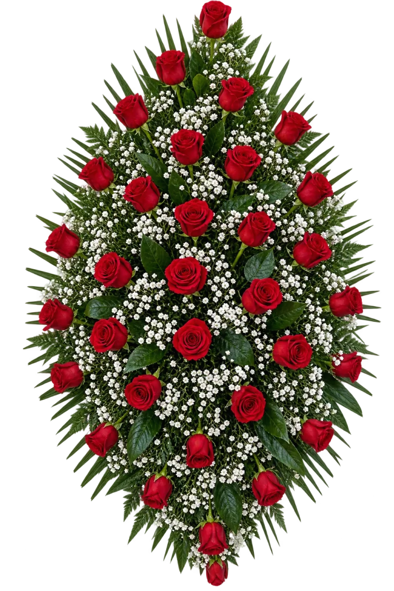 Centro de colgar de rosas rojas en cascada